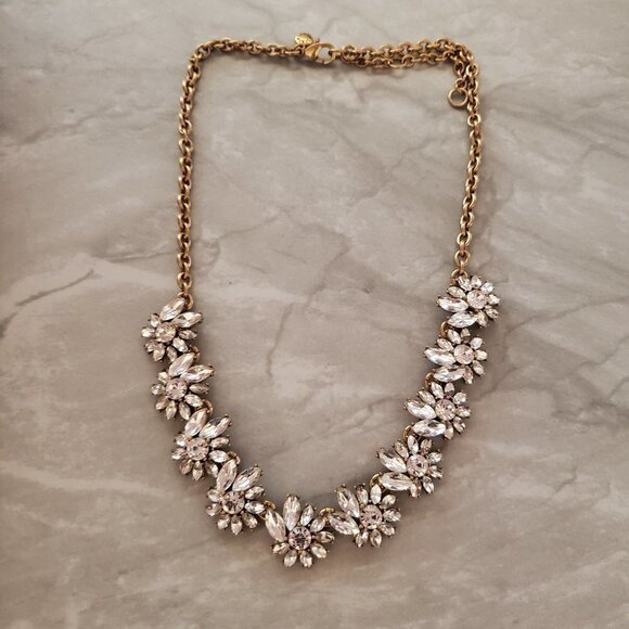 ✨ J.Crew Rhinestone Crystal Cluster Statement Bridal Wedding Necklace ✨ - Picture 1 of 16